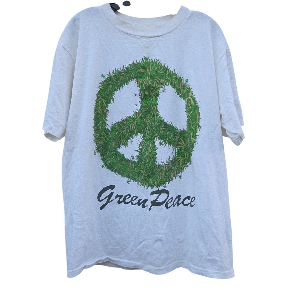 Vintage‎ Green Peace Single Stitch Grail Deadstock Hippie Festival Garden Invest